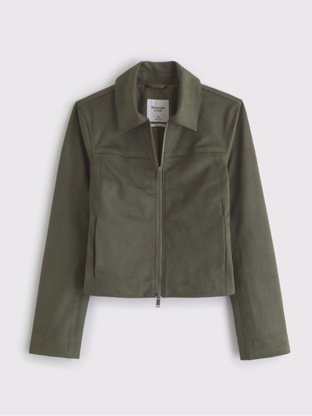 Abercrombie & Fitch Olive Slim Vegan Suede Jacket